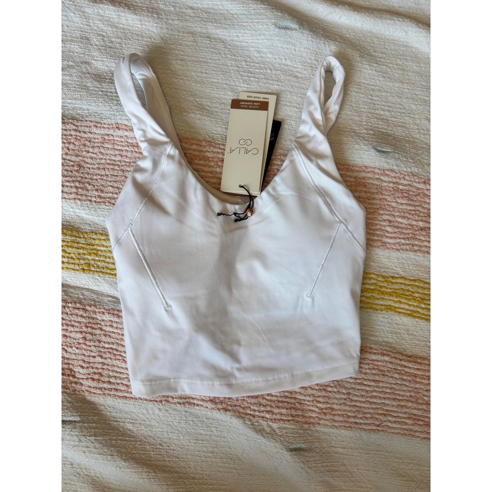 CALIA Inspire Scoop Neck Tank Pure White Womens XXS Low Support